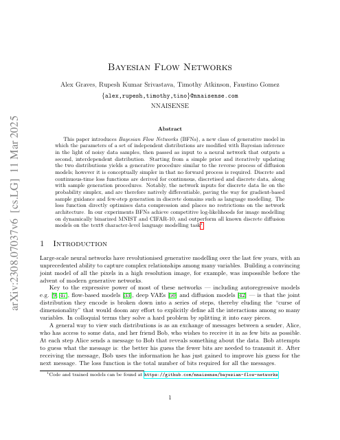 First page of "Bayesian Flow Networks"