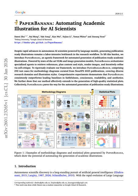 First page of "PaperBanana: Automating Academic Illustration for AI Scientists"