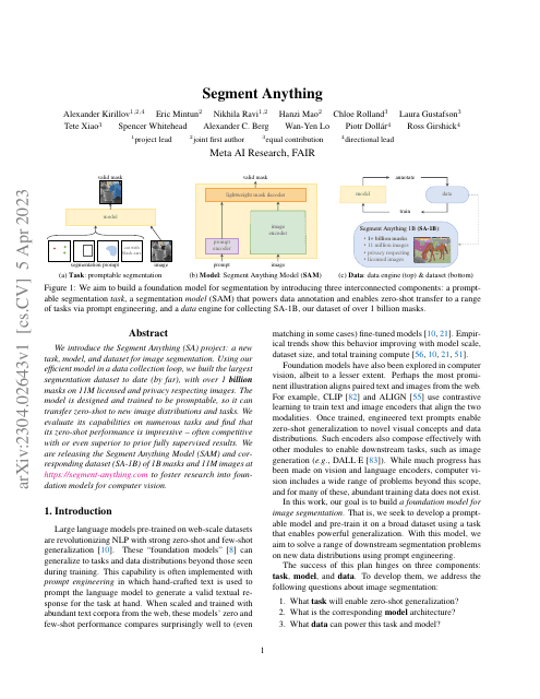 First page of "Segment Anything"